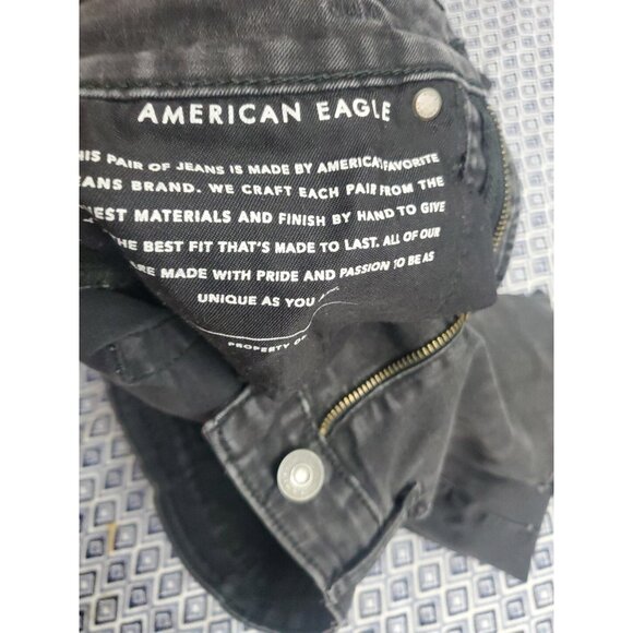 Ameeican Eagle Ne(X)t Level Flex Women's Denim Black Distressed Jeans Size 28x28 - Picture 5 of 16